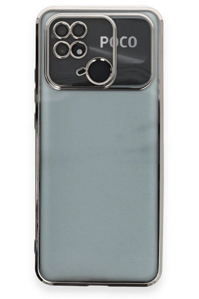 Mey İthalat®   Redmi 10C Kılıf  Lensli Silikon - Gümüş