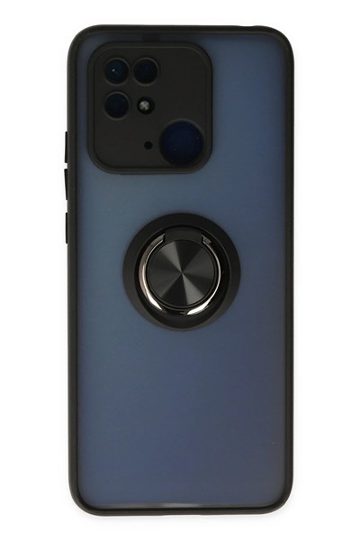 Mey İthalat®   Redmi 10C Kılıf Montreal Yüzüklü Silikon Kapak - Siyah