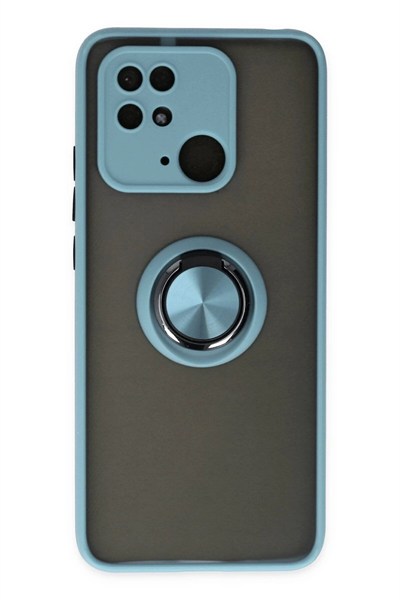 Mey İthalat®   Redmi 10C Kılıf Montreal Yüzüklü Silikon Kapak - Buz Mavi