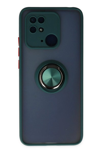Mey İthalat®   Redmi 10C Kılıf Montreal Yüzüklü Silikon Kapak - Yeşil