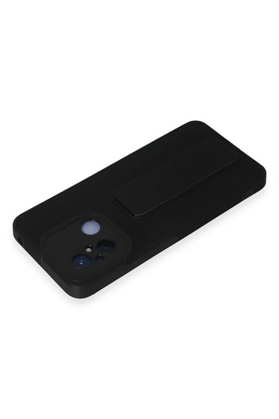 Mey İthalat®   Redmi 12C Kılıf Mega Standlı Silikon - Siyah
