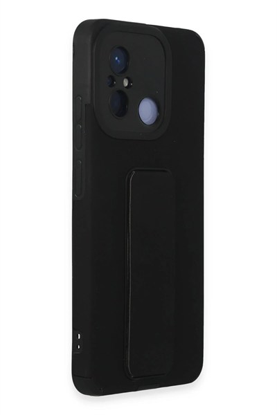 Mey İthalat®   Redmi 12C Kılıf Mega Standlı Silikon - Siyah