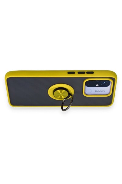 Mey İthalat®   Redmi 12C Kılıf Montreal Yüzüklü Silikon Kapak - Sarı