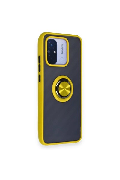Mey İthalat®   Redmi 12C Kılıf Montreal Yüzüklü Silikon Kapak - Sarı