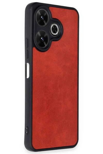 Mey İthalat®   Redmi 13 4G Kılıf Aras Deri Kapak - Kırmızı