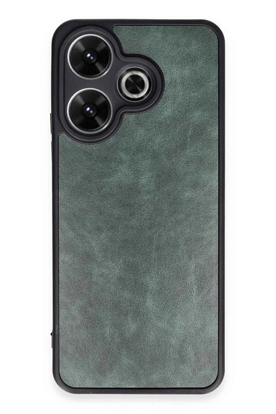 Mey İthalat®   Redmi 13 4G Kılıf Aras Deri Kapak - Koyu Yeşil