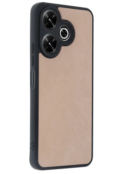 Mey İthalat®   Redmi 13 4G Kılıf Aras Deri Kapak - Pudra