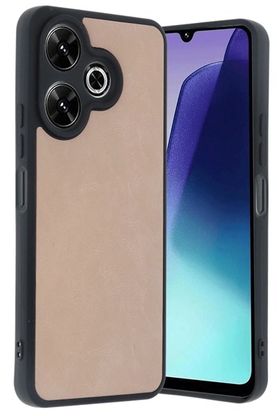 Mey İthalat®   Redmi 13 4G Kılıf Aras Deri Kapak - Pudra