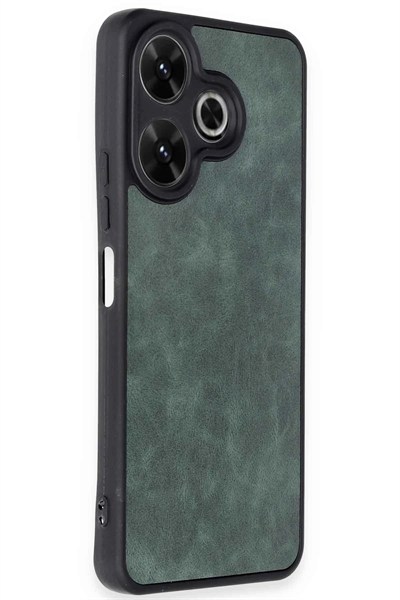 Mey İthalat®   Redmi 13 4G Kılıf Aras Deri Kapak - Koyu Yeşil