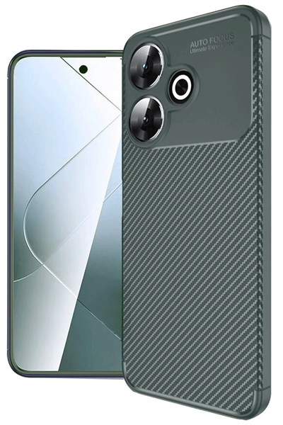 Mey İthalat®   Redmi 13 4G Kılıf Auto Focus Karbon Kapak - Koyu Yeşil