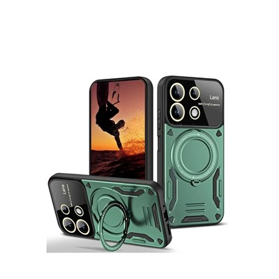 Mey İthalat®   Redmi 13 4G Kılıf Joy Lens Standlı Kapak - Koyu Yeşil