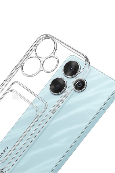 Mey İthalat®   Redmi 13 4G Kılıf Kart Şeffaf Silikon - Şeffaf