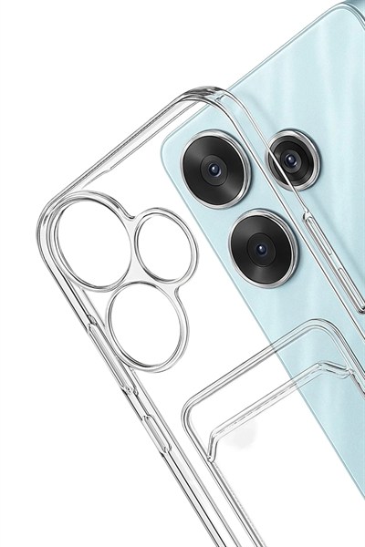 Mey İthalat®   Redmi 13 4G Kılıf Kart Şeffaf Silikon - Şeffaf