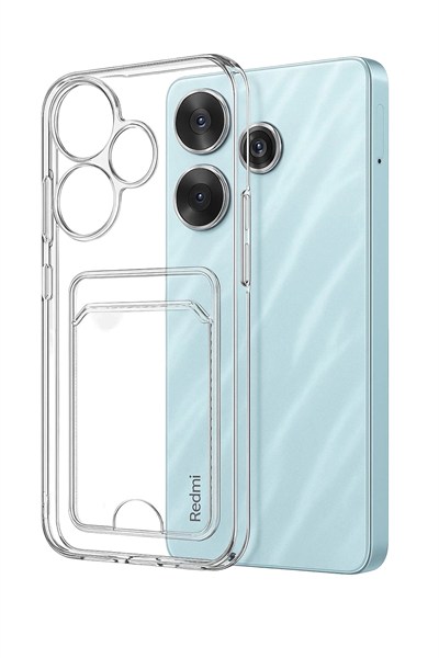 Mey İthalat®   Redmi 13 4G Kılıf Kart Şeffaf Silikon - Şeffaf