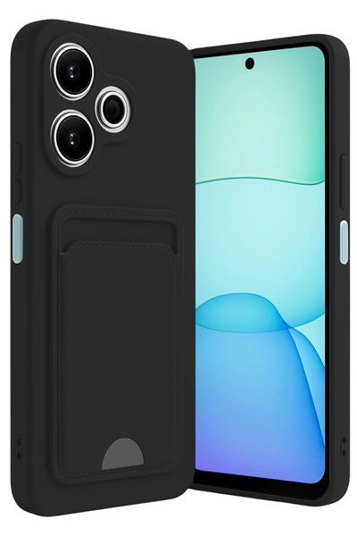 Mey İthalat®   Redmi 13 4G Kılıf Kelvin Kartvizitli Silikon - Siyah