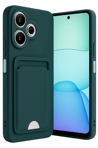 Mey İthalat®   Redmi 13 4G Kılıf Kelvin Kartvizitli Silikon - Koyu Yeşil