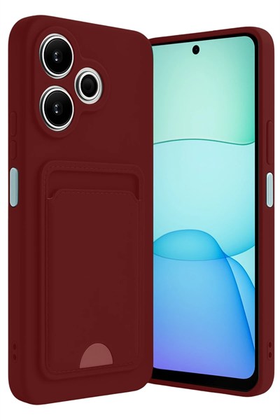 Mey İthalat®   Redmi 13 4G Kılıf Kelvin Kartvizitli Silikon - Bordo