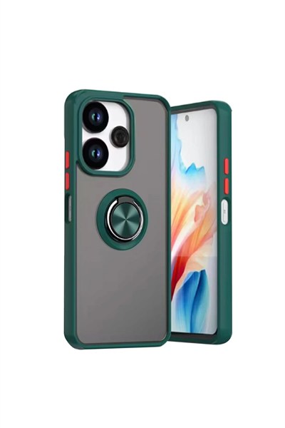 Mey İthalat®   Redmi 13 4G Kılıf Montreal Yüzüklü Silikon Kapak - Yeşil