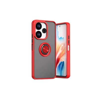 Mey İthalat®   Redmi 13 4G Kılıf Montreal Yüzüklü Silikon Kapak - Kırmızı