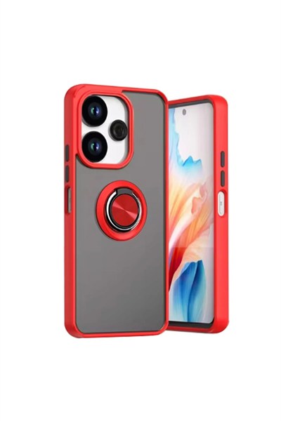 Mey İthalat®   Redmi 13 4G Kılıf Montreal Yüzüklü Silikon Kapak - Kırmızı