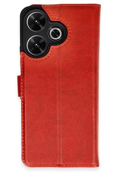 Mey İthalat®   Redmi 13 4G Kılıf Trend S Plus Kapaklı Kılıf - Kırmızı