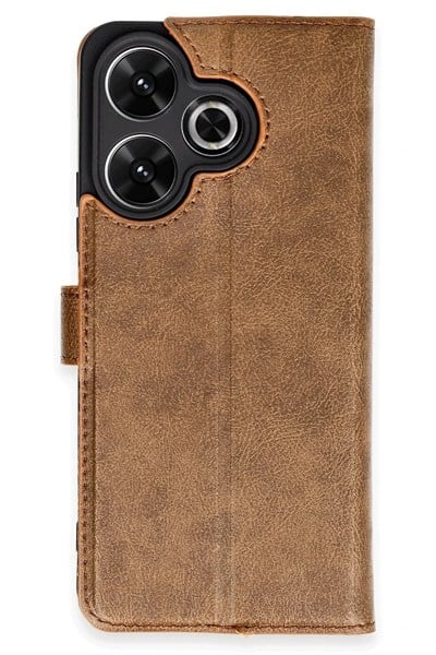 Mey İthalat®   Redmi 13 4G Kılıf Trend S Plus Kapaklı Kılıf - Taba