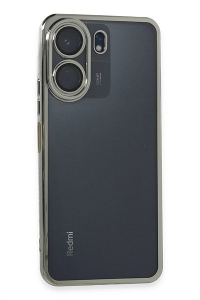 Mey İthalat®   Redmi 13C Kılıf  Lensli Silikon - Gümüş