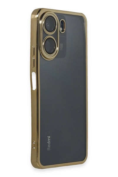 Mey İthalat®   Redmi 13C Kılıf  Lensli Silikon - Gold