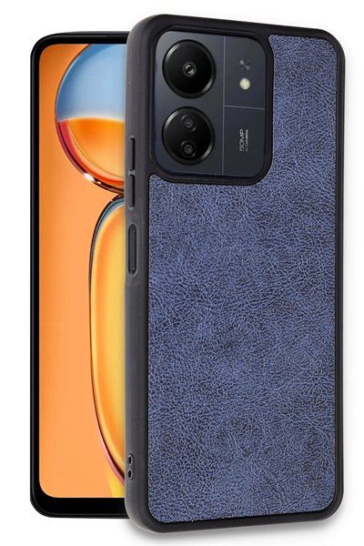Mey İthalat®   Redmi 13C Kılıf Aras Deri Kapak - Lacivert