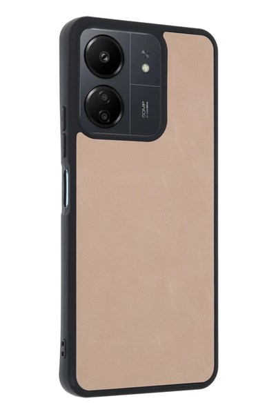 Mey İthalat®   Redmi 13C Kılıf Aras Deri Kapak - Pudra