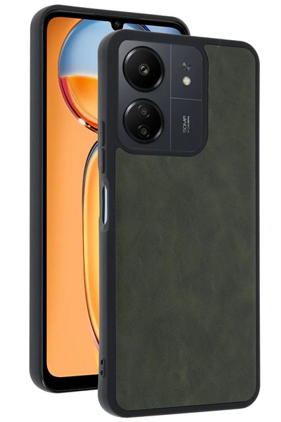 Mey İthalat®   Redmi 13C Kılıf Aras Deri Kapak - Açık Yeşil