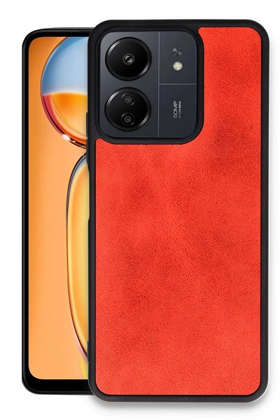 Mey İthalat®   Redmi 13C Kılıf Aras Deri Kapak - Kırmızı