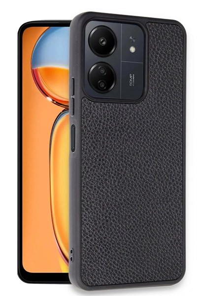 Mey İthalat®   Redmi 13C Kılıf Aras Deri Kapak - Siyah