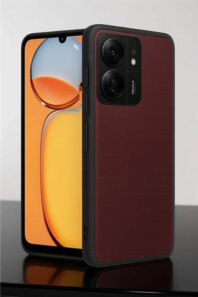 Mey İthalat®   Redmi 13C Kılıf Aras Deri Kapak - Bordo
