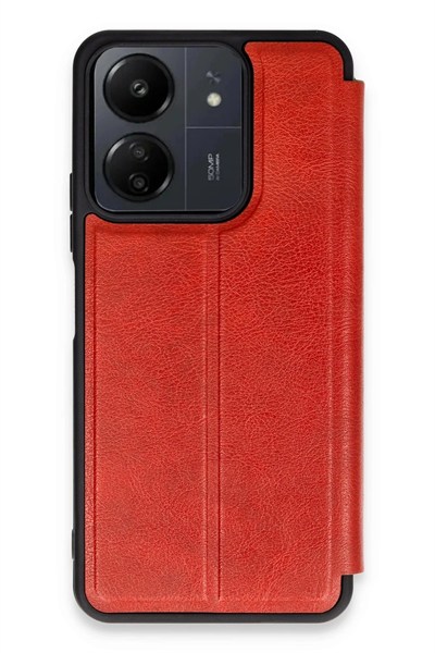 Mey İthalat®   Redmi 13C Kılıf Flip Cover - Kırmızı