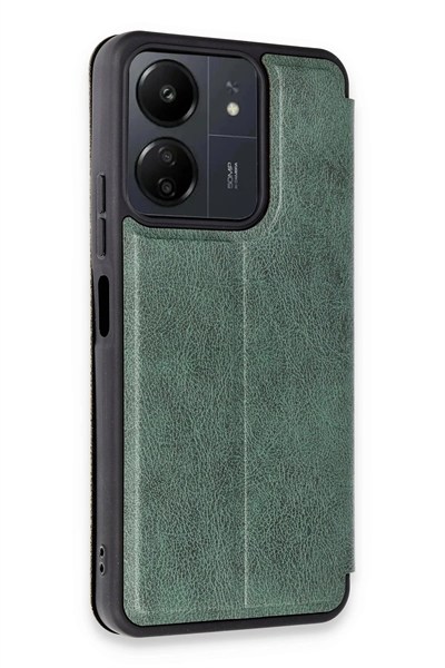Mey İthalat®   Redmi 13C Kılıf Flip Cover - Koyu Yeşil