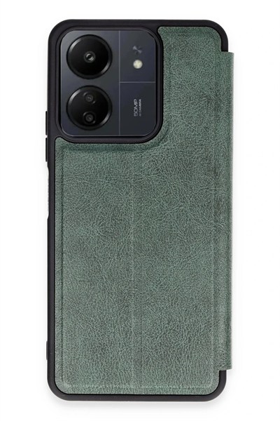 Mey İthalat®   Redmi 13C Kılıf Flip Cover - Koyu Yeşil