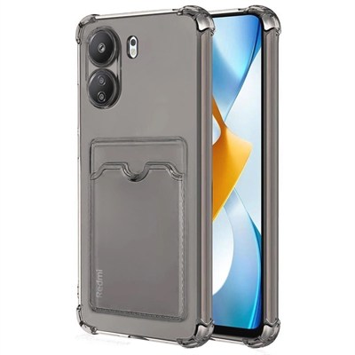 Mey İthalat®   Redmi 13C Kılıf Kart Şeffaf Silikon - Şeffaf