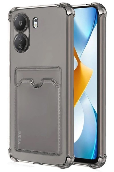 Mey İthalat®   Redmi 13C Kılıf Kart Şeffaf Silikon - Şeffaf