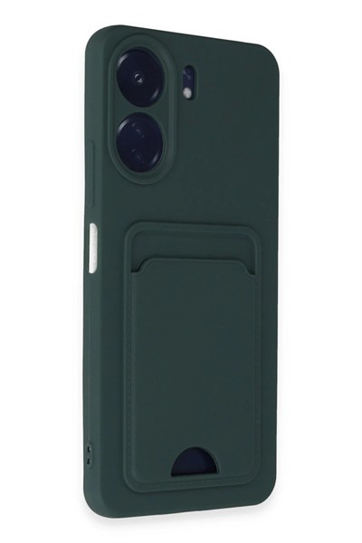 Mey İthalat®   Redmi 13C Kılıf Kelvin Kartvizitli Silikon - Koyu Yeşil