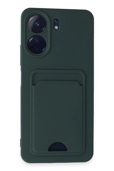 Mey İthalat®   Redmi 13C Kılıf Kelvin Kartvizitli Silikon - Koyu Yeşil