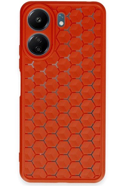 Mey İthalat®   Redmi 13C Kılıf Petek Silikon Kapak - Kırmızı