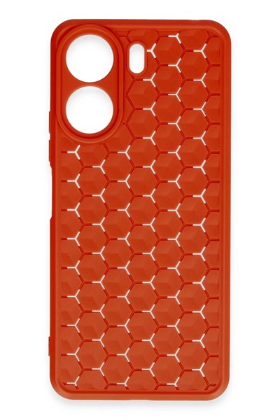 Mey İthalat®   Redmi 13C Kılıf Petek Silikon Kapak - Kırmızı