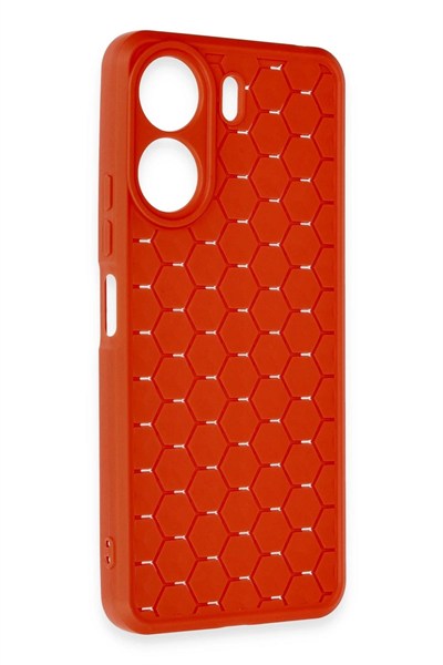 Mey İthalat®   Redmi 13C Kılıf Petek Silikon Kapak - Kırmızı