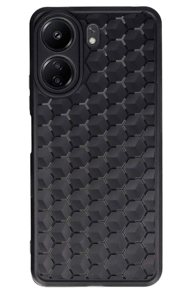Mey İthalat®   Redmi 13C Kılıf Petek Silikon Kapak - Siyah