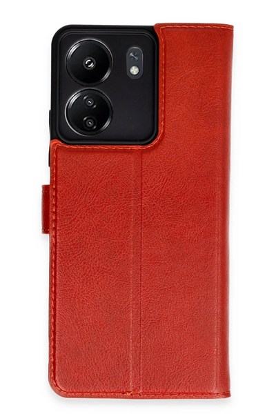 Mey İthalat®   Redmi 13C Kılıf Trend S Plus Kapaklı Kılıf - Kırmızı