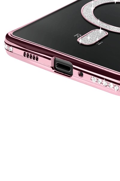Mey İthalat®   Redmi 14C Joke Simli Magneticsafe Kılıf - Pembe
