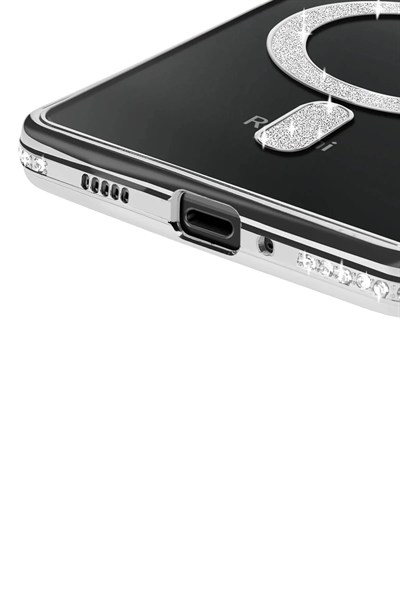 Mey İthalat®   Redmi 14C Joke Simli Magneticsafe Kılıf - Gümüş