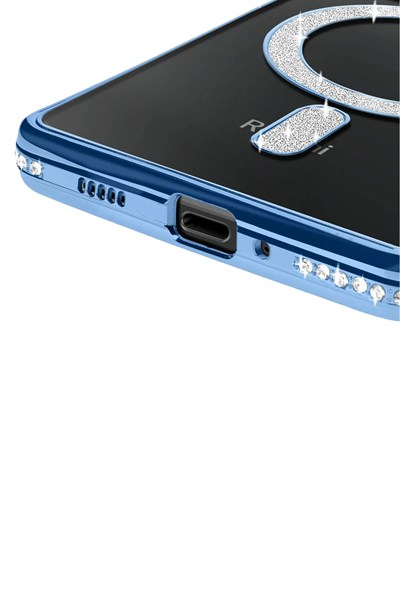 Mey İthalat®   Redmi 14C Joke Simli Magneticsafe Kılıf - Mavi