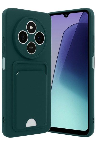 Mey İthalat®   Redmi 14C Kelvin Kartvizitli Silikon - Koyu Yeşil
